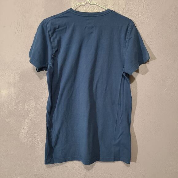 Mens S Polo Ralph Lauren Classic Cotton Logo Tee T-Shirt Blue White Logo STAIN - Picture 4 of 5